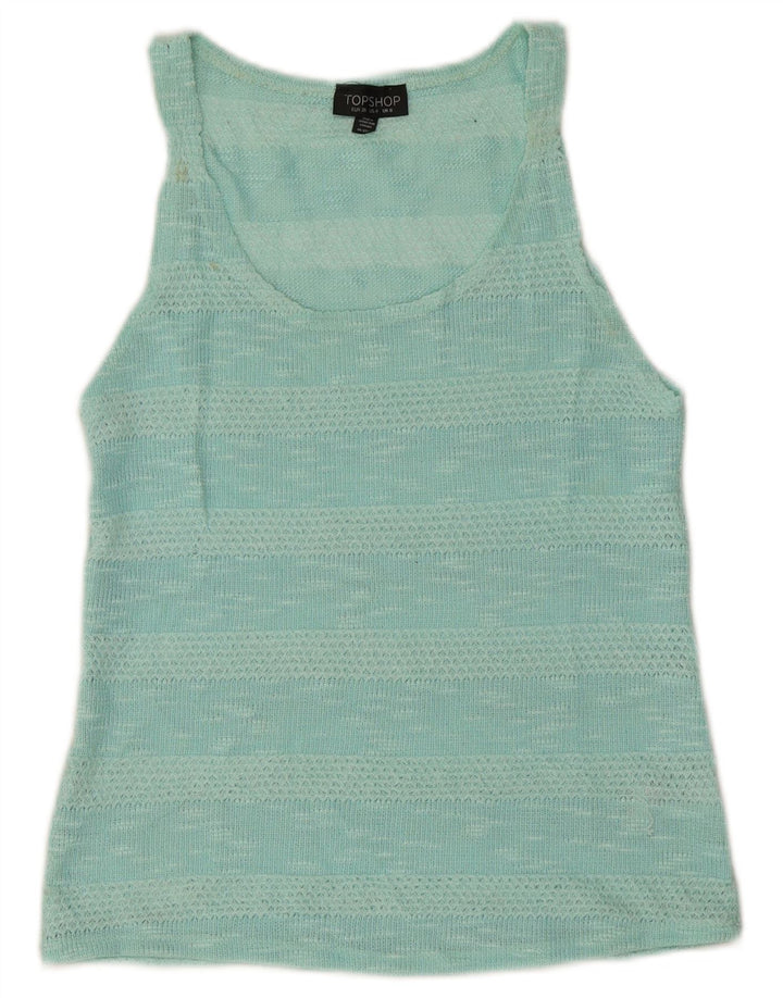 Topshop Canotta da donna Top UK 8 Small Poliestere a righe turchesi