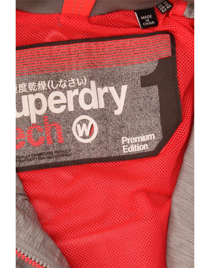 Giacca antipioggia da donna con cappuccio Superdry UK 14 Large Grey Flecked
