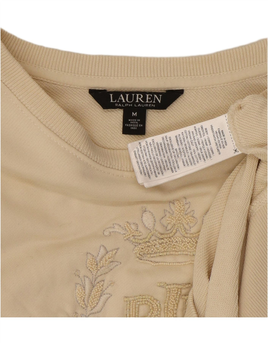 Felpa grafica da donna Ralph Lauren UK 14 Cotone beige medio
