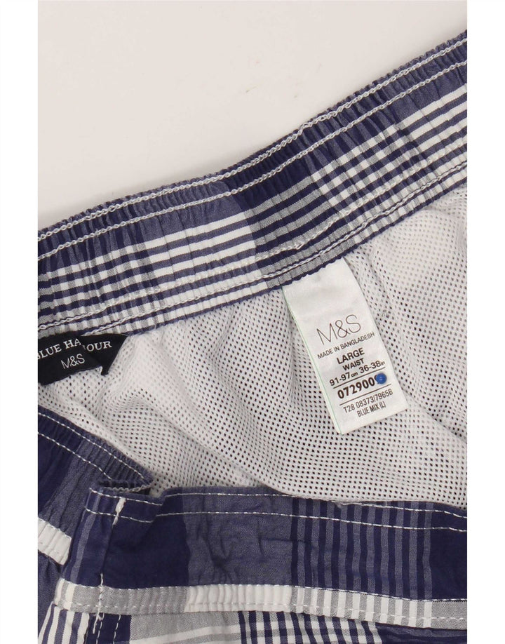 Marks & Spencer Pantaloncini da bagno da uomo Blue Harbour di grandi dimensioni in cotone a quadri blu