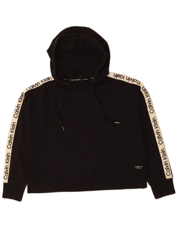 Maglione corto con cappuccio da donna Calvin Klein UK 12 Medium Black Colourblock