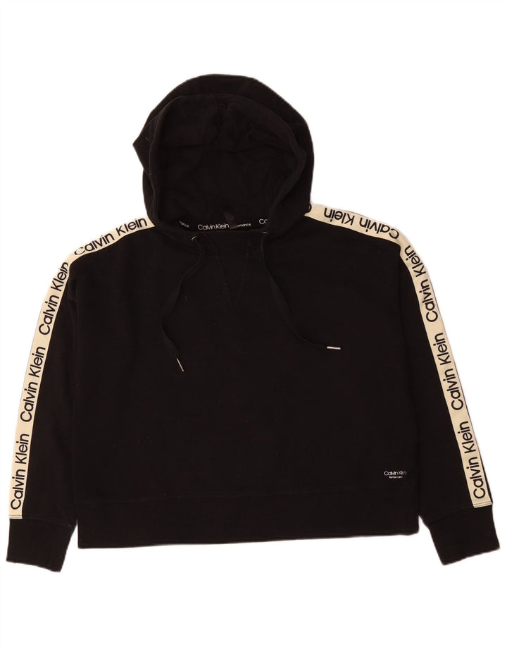 Maglione corto con cappuccio da donna Calvin Klein UK 12 Medium Black Colourblock