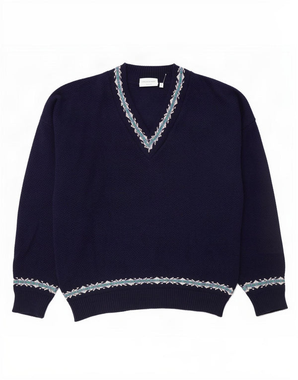 Maglione maglione con scollo a V da donna Bentley UK 16 Large Blu Navy Fair Isle