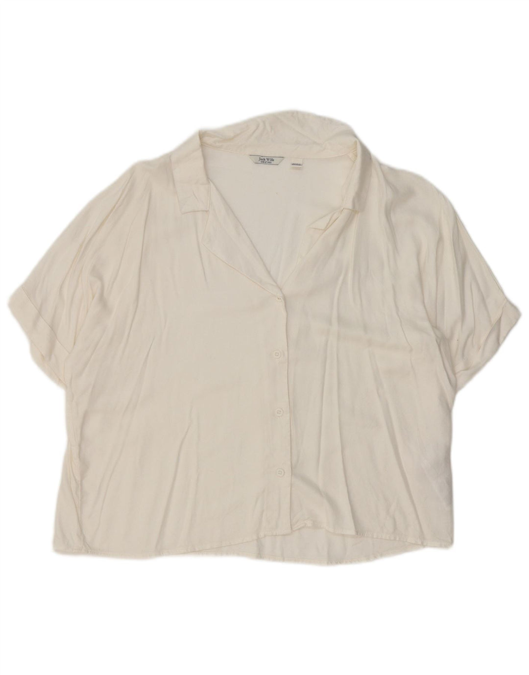JACK WILLS Camicia a maniche corte da donna Camicetta UK 12 Viscosa bianca media