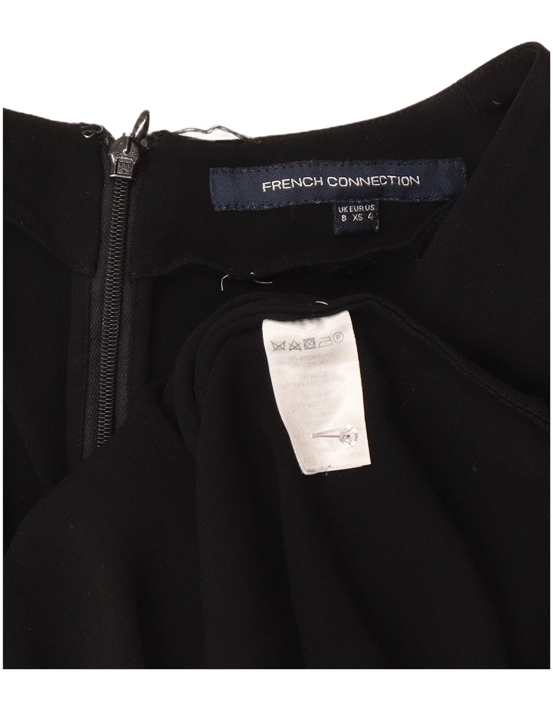 French Connection Top da donna a maniche lunghe avvolgente camicetta UK 8 piccolo nero