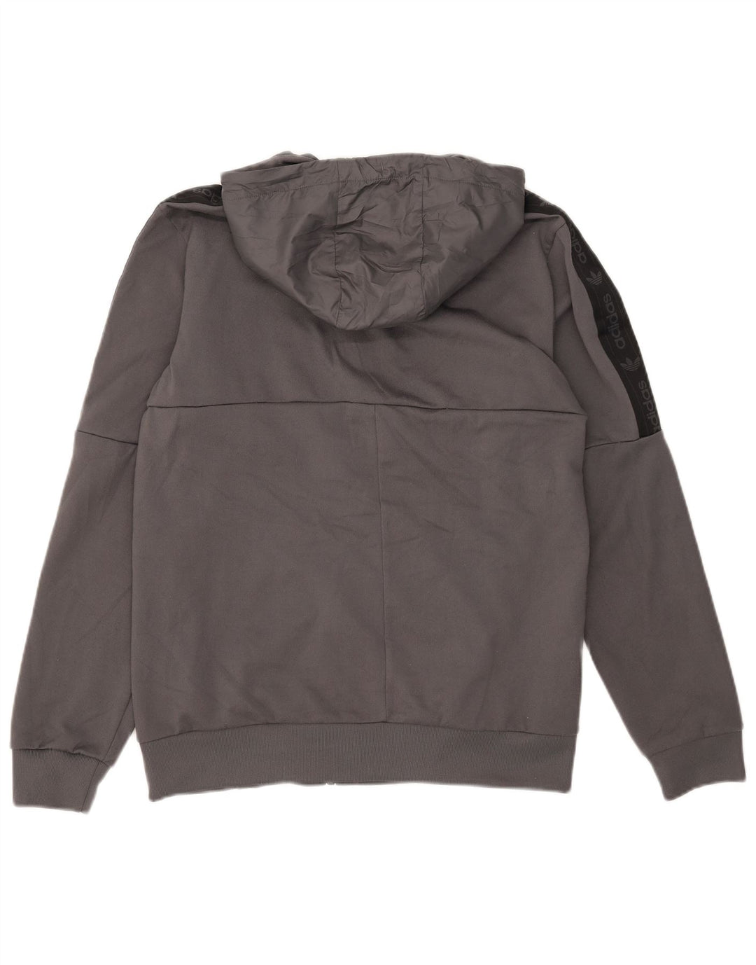 Maglione con cappuccio e zip da uomo Adidas in poliestere color block grigio medio