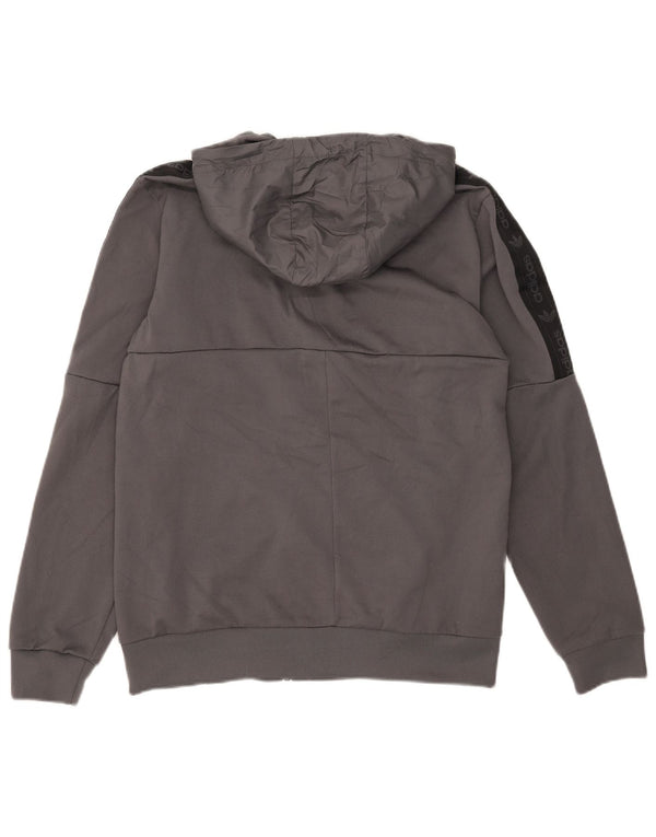 Maglione con cappuccio e zip da uomo Adidas in poliestere color block grigio medio