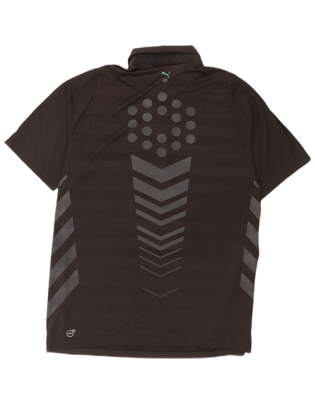 Polo grafica da uomo Puma Large nera in poliestere color block