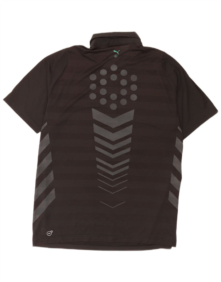 Polo grafica da uomo Puma Large nera in poliestere color block