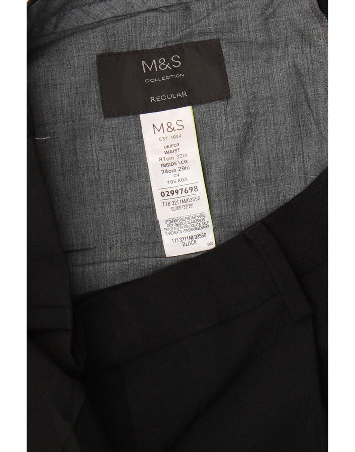 Pantaloni da abito con pegging da uomo Marks & Spencer W32 L29 poliestere nero
