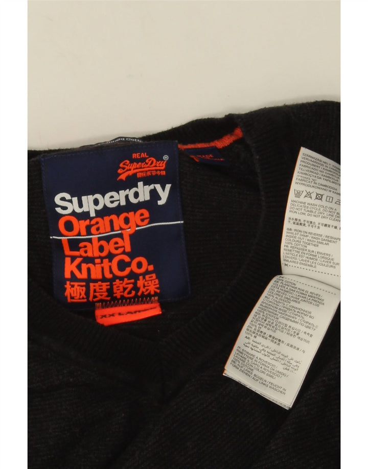Maglione maglione da uomo con scollo a V Superdry 2XL cotone grigio