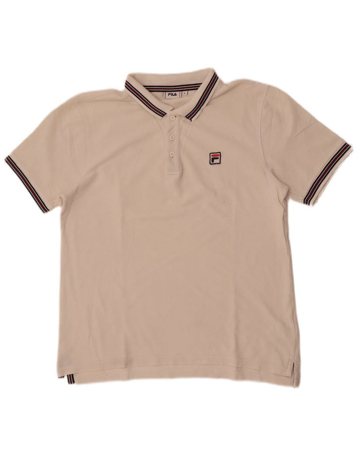 Polo da uomo Fila Large in cotone bianco