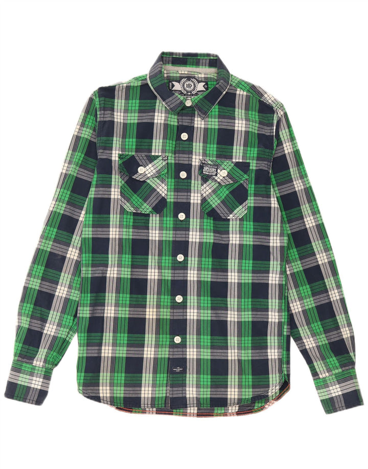 Camicia da uomo Superdry in cotone a quadri verde medio