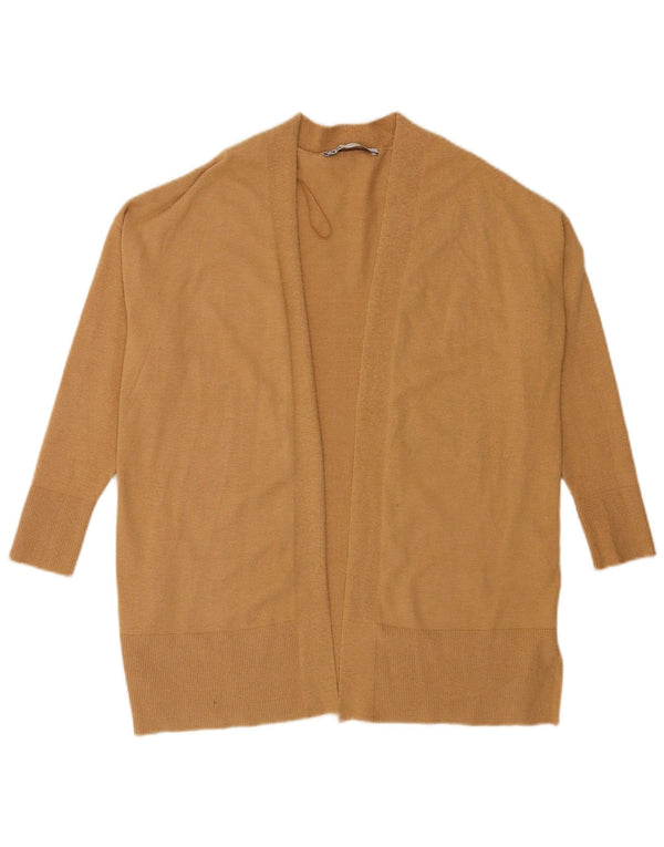 Maglione cardigan aperto con maniche a 3/4 Zara da donna UK 10 piccolo in viscosa beige