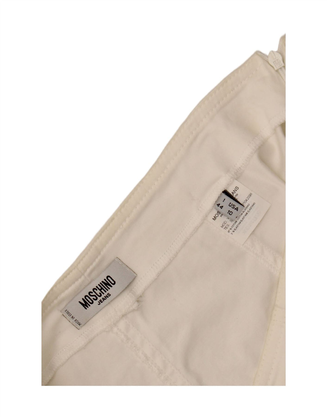 Gonna a trapezio a vita alta da donna MOSCHINO UK 14 W30 L23 Cotone bianco