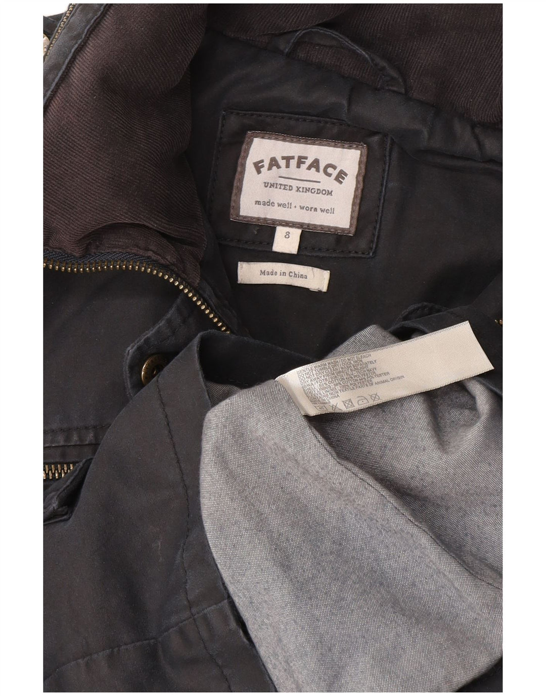 Giacca militare con cappuccio da donna Fat Face UK 8 piccola in cotone grigio