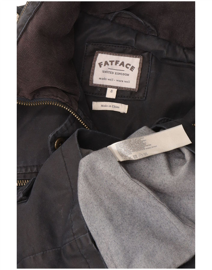 Giacca militare con cappuccio da donna Fat Face UK 8 piccola in cotone grigio