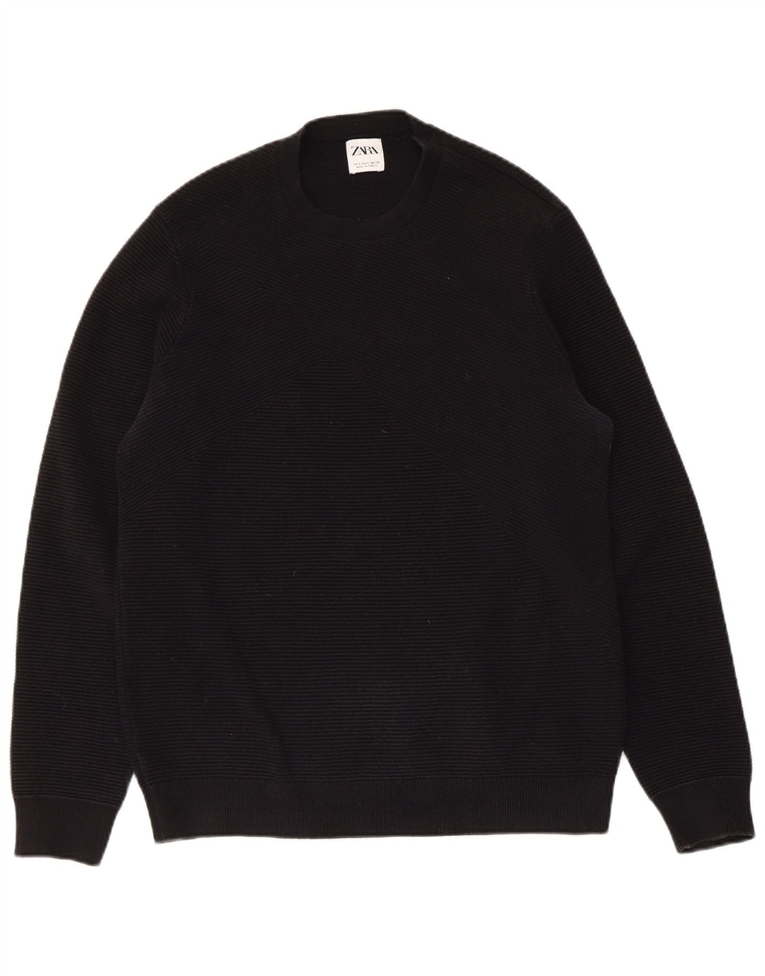 Maglione ZARA da uomo girocollo piccolo in cotone nero