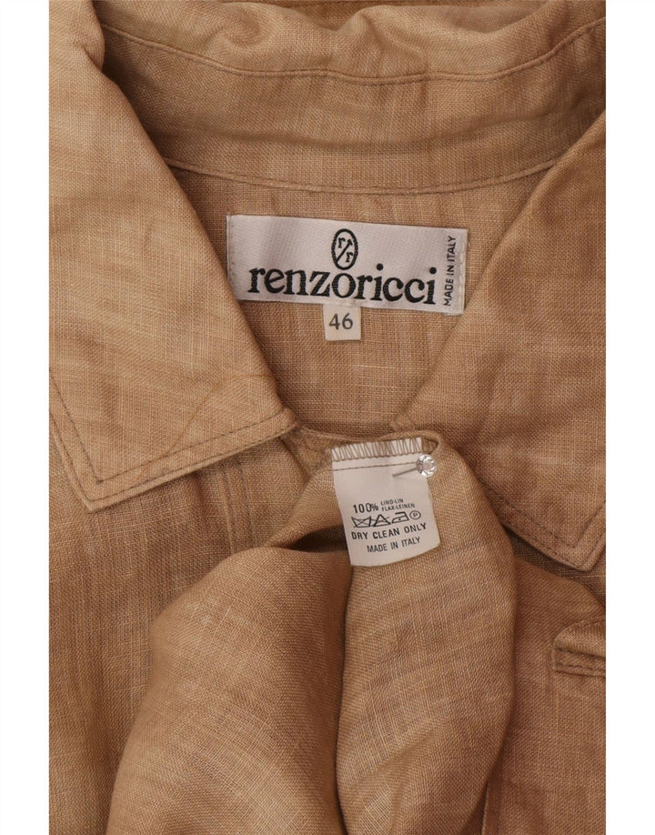 Giubbotto bomber oversize da donna vintage IT 46 grande lino beige