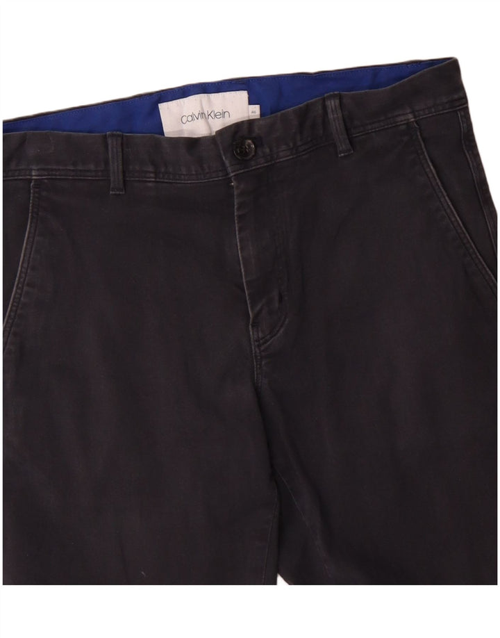 CALVIN KLEIN Pantaloni chino slim da uomo IT 46 Small W32 L30 Blu Navy Cotone
