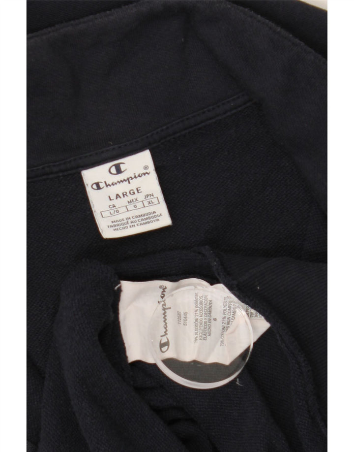 CHAMPION Womens Tracksuit Top Jacket UK 16 Large Navy Blue Cotton