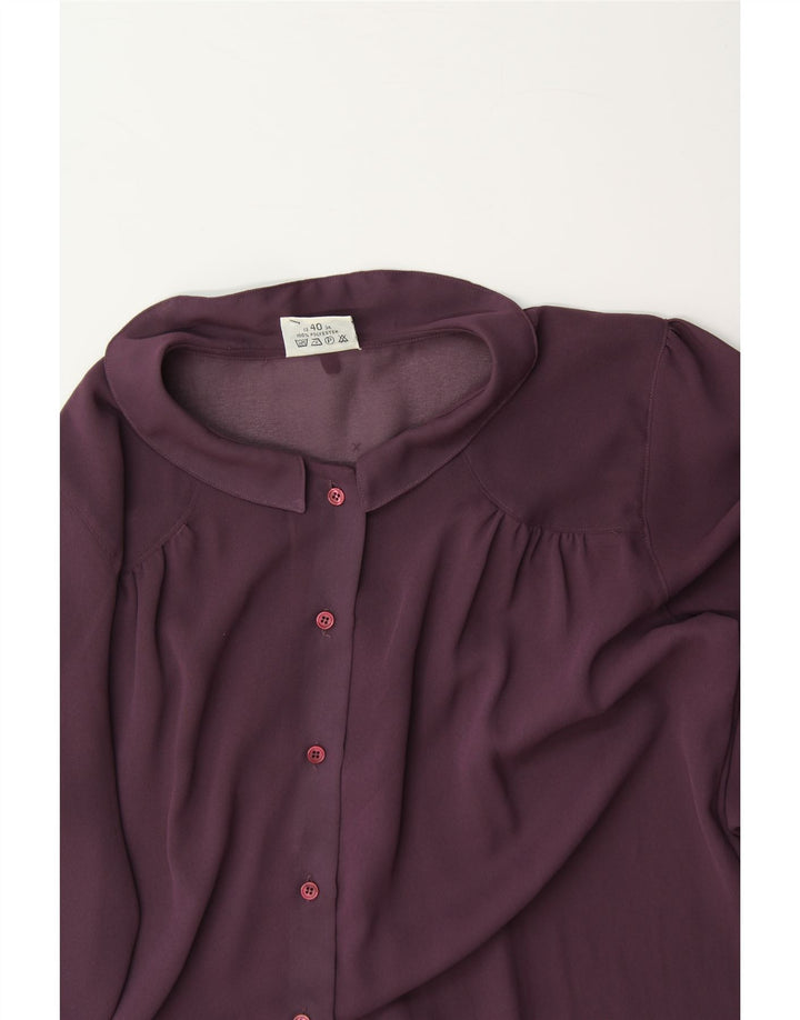 VINTAGE Womens Shirt Blouse UK 12 Medium Purple Polyester Vintage Vintage and Second-Hand Vintage from Messina Hembry 