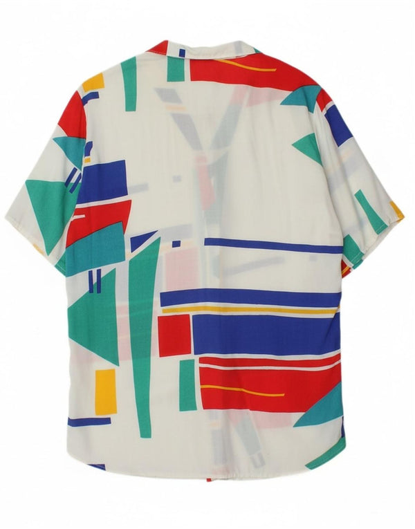 H&M Womens Short Sleeve Shirt Blouse UK 18 XL White Patchwork Viscose