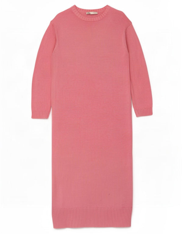 Abito maglione oversize da donna Zara UK 10 piccolo in cotone rosa