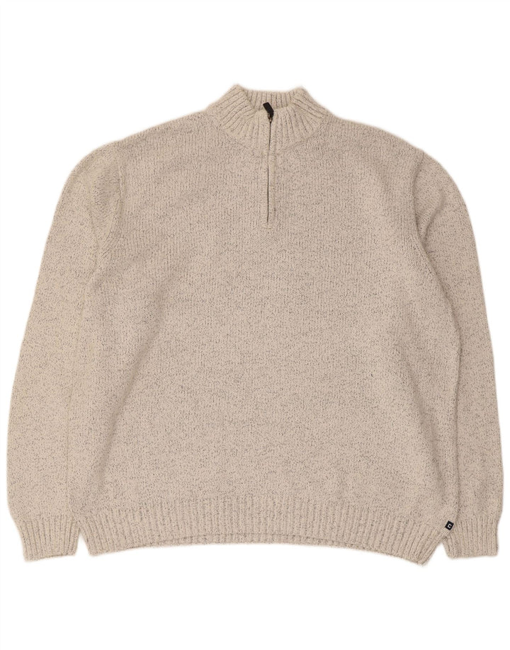 Maglione da uomo Chaps con zip e collo 2XL in cotone chiazzato grigio