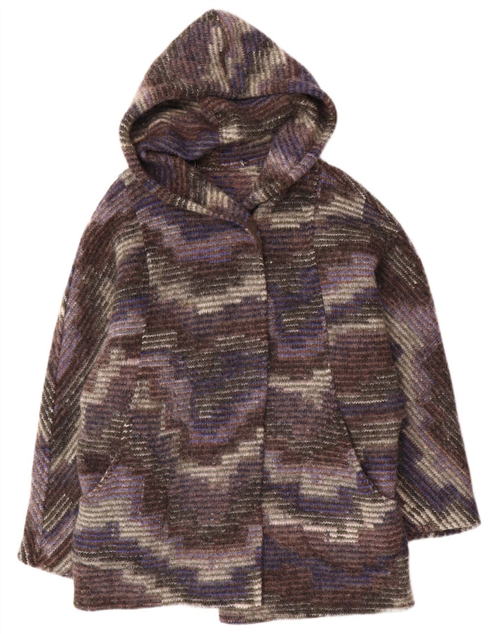 Soprabito aperto da donna vintage con cappuccio UK 12 mimetico medio multicolore