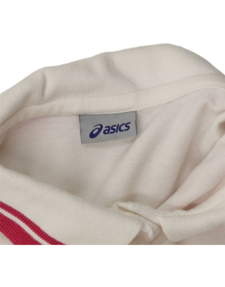 ASICS Womens Polo Shirt UK 10 Small White Cotton Vintage Asics and Second-Hand Asics from Messina Hembry 