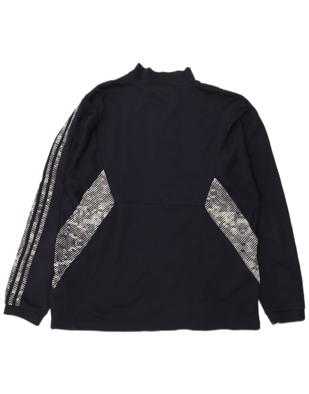 Felpa Adidas da uomo con zip e collo, maglione grande, colore blu navy