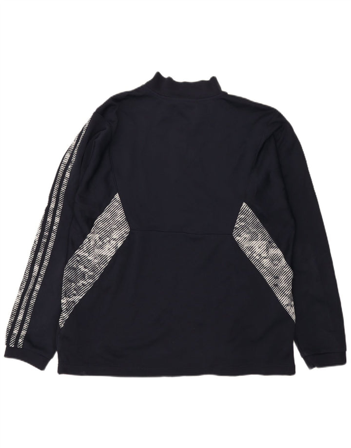Felpa Adidas da uomo con zip e collo, maglione grande, colore blu navy