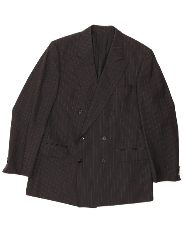 BURBERRYS Giacca blazer doppiopetto da uomo IT 52 grande gessato grigio