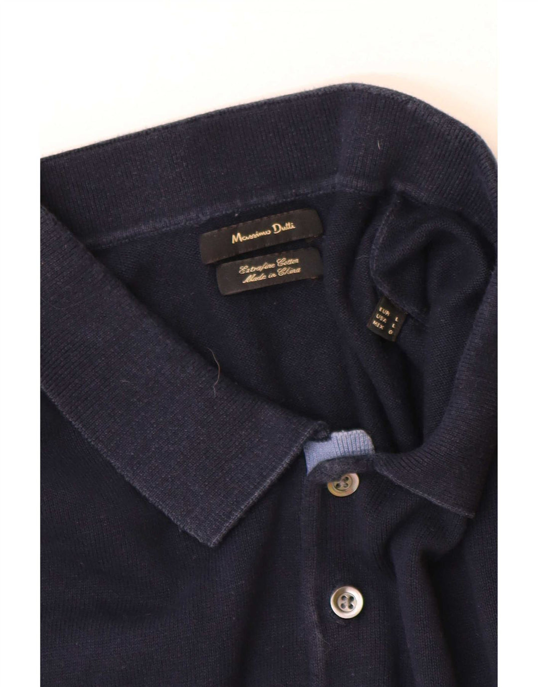 Massimo Dutti Maglione da uomo a maniche corte con collo a polo grande blu navy