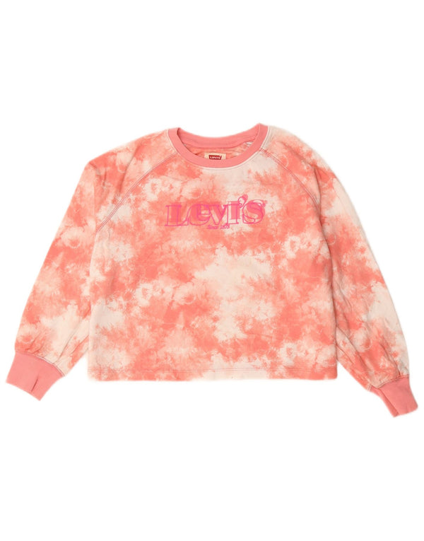 Felpa con grafica corta per ragazze Levi's, 11-12 anni, in cotone rosa tie-dye