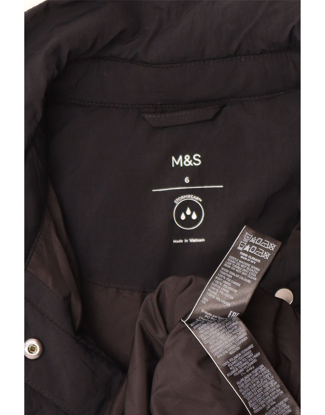 Cappotto imbottito trapuntato oversize da donna Marks & Spencer UK 6 XS Nero
