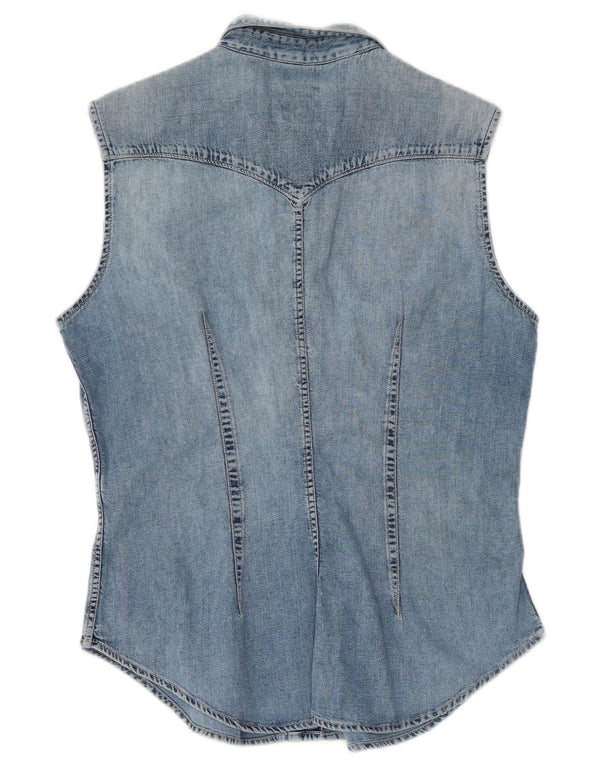 Camicia di jeans senza maniche da donna Rifle UK 14 Cotone blu medio