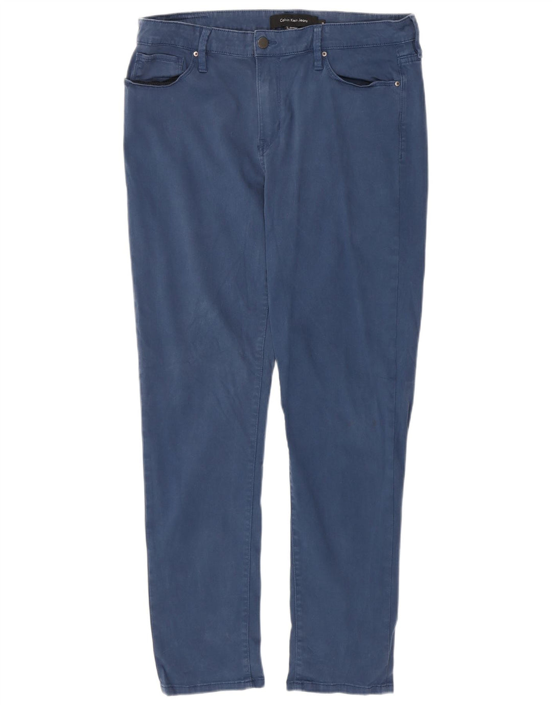 CALVIN KLEIN Pantaloni casual slim da donna US 14 XL W36 L30 Cotone blu navy