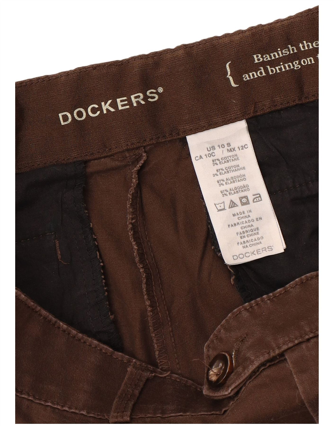 DOCKERS Pantaloni casual dritti da donna US 10 Large W34 L29 Cotone marrone
