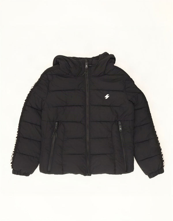 Giacca imbottita con cappuccio grafica da donna Superdry UK 8 Small poliestere nero