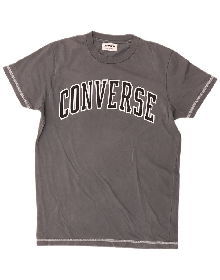 T-shirt grafica da uomo Converse Top piccola in cotone grigio