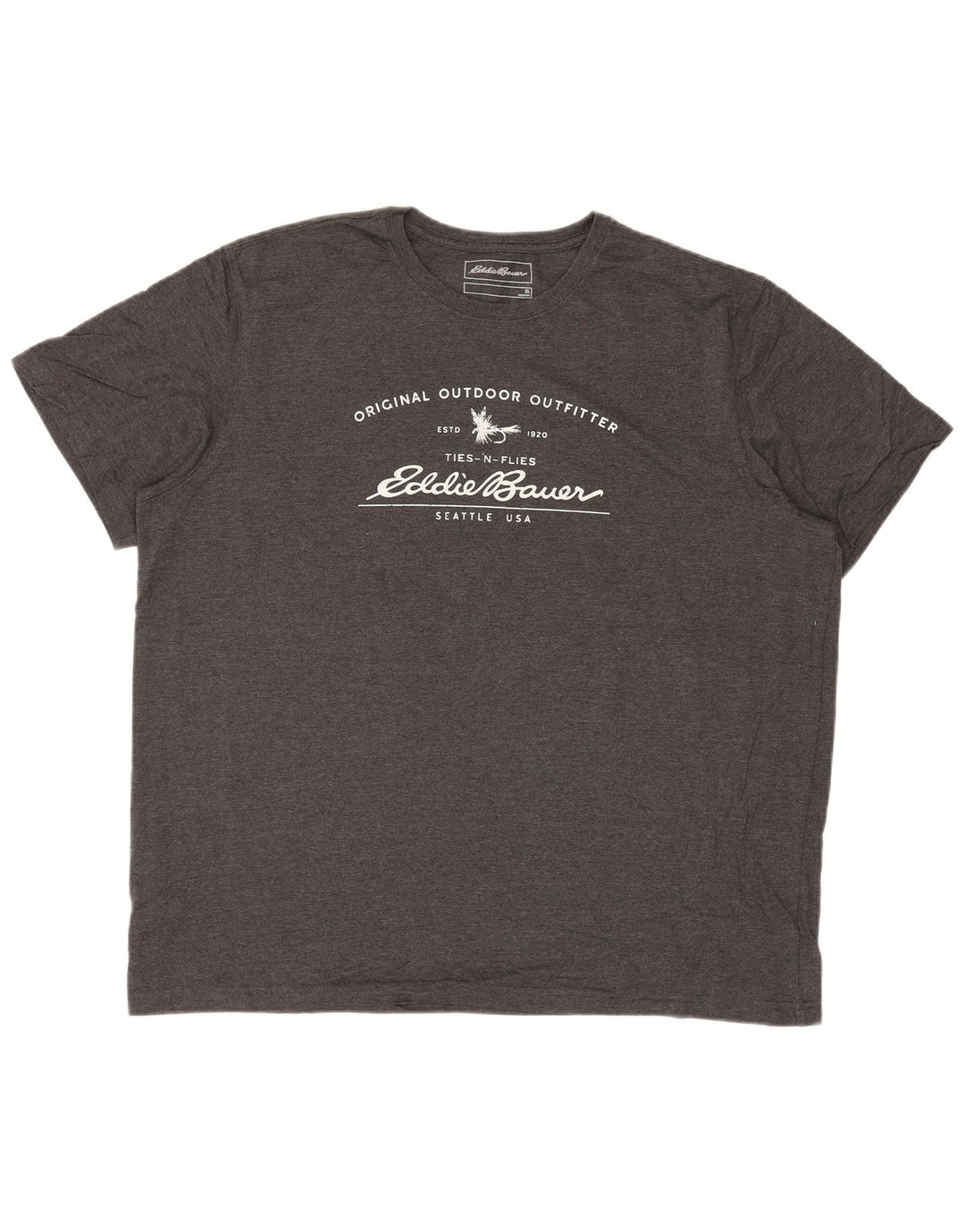 T-shirt grafica da uomo EDDIE BAUER Top XL in cotone grigio