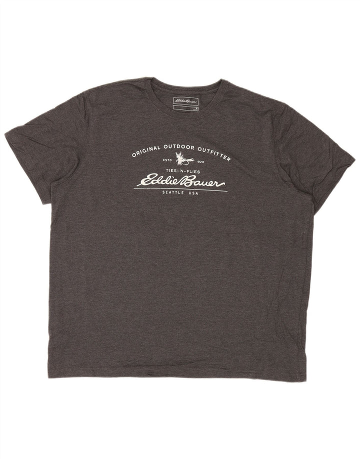 T-shirt grafica da uomo EDDIE BAUER Top XL in cotone grigio