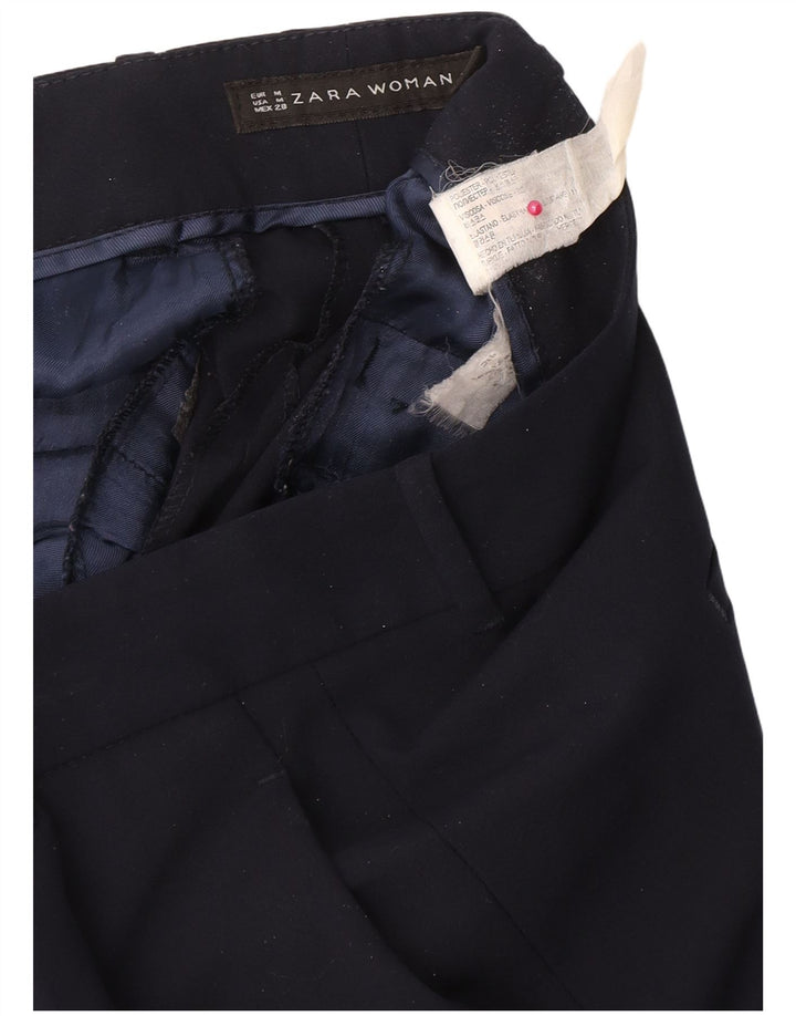 Pantaloni da abito slim da donna Zara medi W28 L26 poliestere blu navy