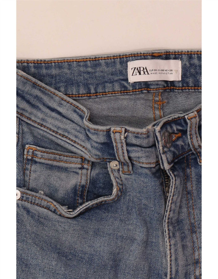 Jeans svasati a vita alta da donna Zara EU 38 piccoli W28 L26 blu