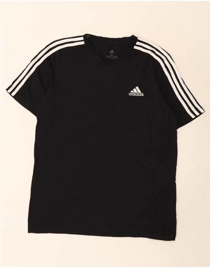 T-shirt Adidas da uomo Top media in cotone nero