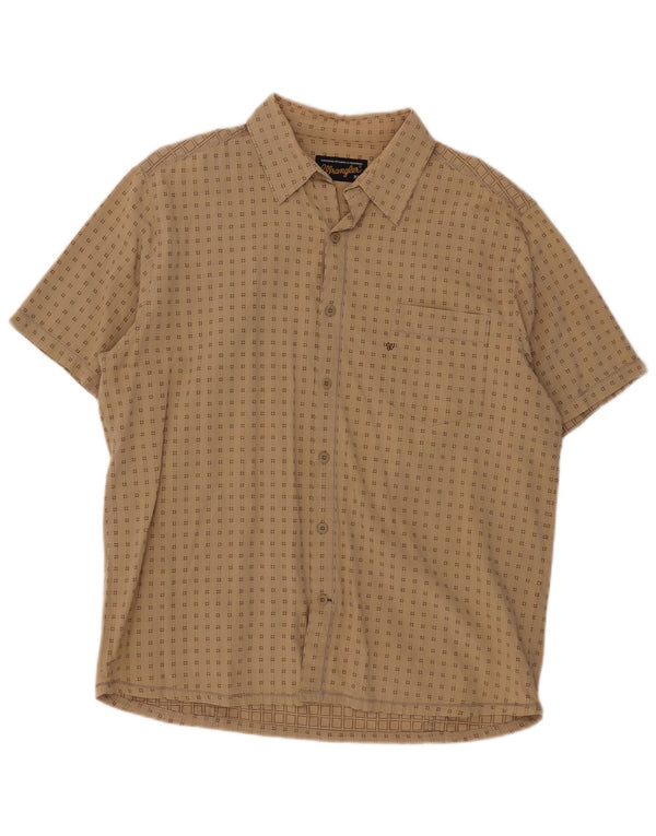 Camicia a maniche corte da uomo Wrangler XL in cotone geometrico beige