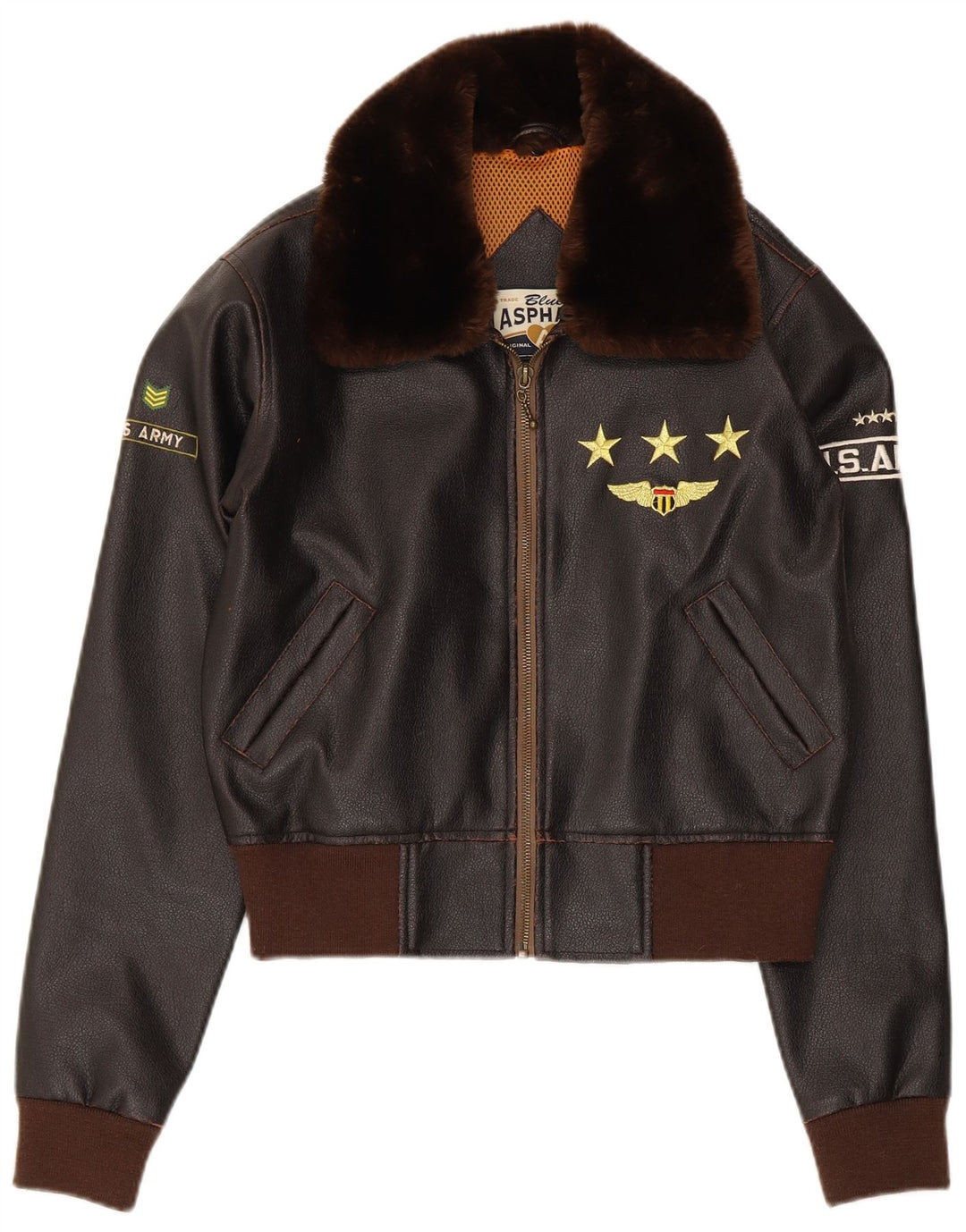 Bomber grafico da donna Blue Asphalt UK 10 Small Brown Colourblock