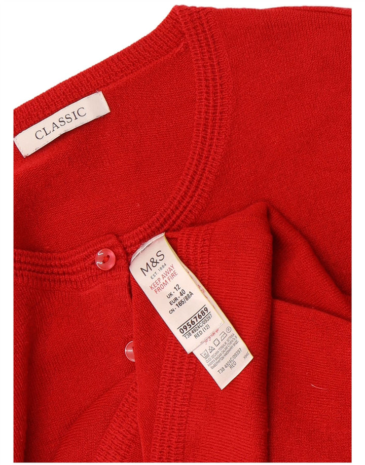 Maglione cardigan vestibilità classica da donna Marks & Spencer UK 12 rosso medio